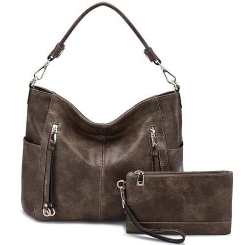 Chase Chic Bolsos de Mujer Hobo, Bolsos Bandolera Bolsos Tote Bolsos de hombro Grande PU Cuero Monedero Carteras 2pcs Set, Café Chase Chic Bolsos de Mujer Hobo, Bolsos Bandolera Bolsos Tote Bolsos de hombro Grande PU Cuero Monedero Carteras 2pcs Set, Café