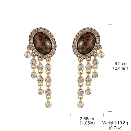 Boucles d'oreilles léopard pendantes strass doré pour look soirée