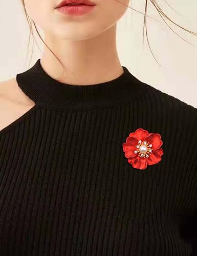 Image of Elegant Crystal Blooming Rose Flower Brooch Lapel Pin Breastpin for Women Birdal Cardigan Hat Scarf Suit Sweater Floral Pins
