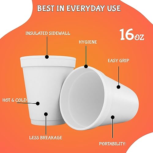 Concession Essentials CE-FOAM CUPS 16-100CT 16Oz Disposable White Foam Cups thumb #1