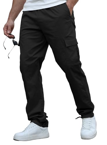 HYPESTFIT Herren Cargohose Chino Hose Stretch Jogginghose Bequeme Herren Hosen mit Elastischer Taille Kordelzug stylische Freizeithose für Alltag