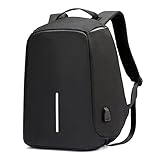 Anti-theft Laptop Backpack with USB Charging, Unisex Casual Fashion, Anti-scratch, Waterproof Night Safety School Bag, Black
