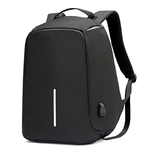 Anti-theft Laptop Backpack with USB Charging, Unisex Casual Fashion, Anti-scratch, Waterproof Night Safety School Bag, Black