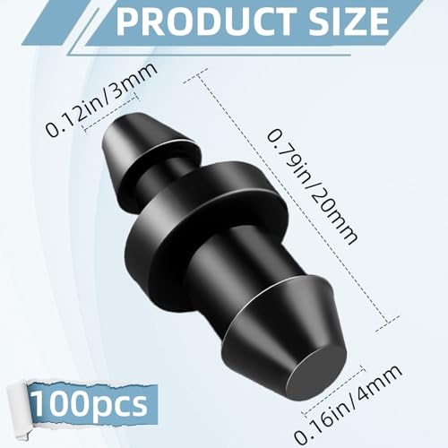 100 Pieces Drip Irrigation Plugs 1/4\" Drip Irrigation End Plug Fittings,Drips Line End Plug Accessory Kit,Pressure Irrigations Stopper Plugs for Home Garden Lawn Pipe Supplies