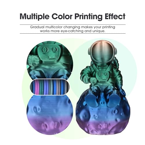 eSUN Silk Rainbow PLA Filament 1.75mm, filamento setoso multicolore per stampanti 3D PLA, colore sfumato che cambia bobina da 1KG (2.2 LBS) per stampanti 3D, Cosmico Arcobaleno