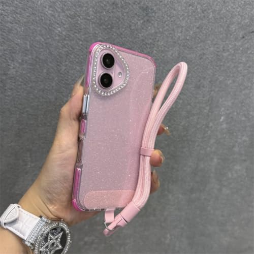 Coque paillettes iPhone 14 Pro Max noire avec cordon pour soirées et sorties