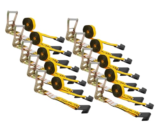 Mytee Products (10 Pack) Kinedyne 2" x 27' Ratchet Strap with Flat Hook