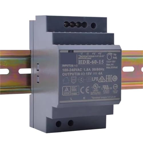 Alimentation DIN HDR-60-15 15V 4A 60W pour armoire électrique active