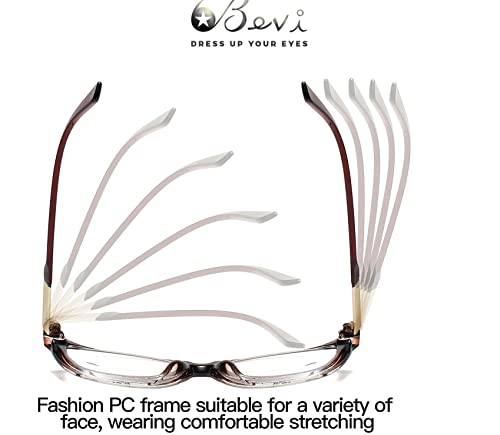Image of Bevi Reading Glasses Anti Eyestrain Blue Light Blocking Large Square Oversize Frame with Metal Hinge for Women and Men