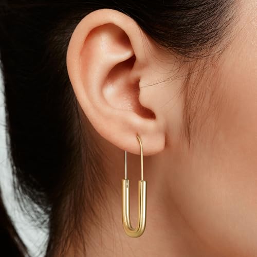 Surgical Steel Huggie Hoop Earrings 14K Gold Plated Hypoallergenic Drop Dangle Earrings for Women Waterproof and Non Tarnish2