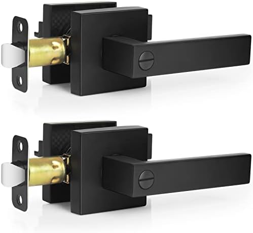 KNOBWELL 4 Pack Privacy Door Knobs Matte Black Interior Door Lock