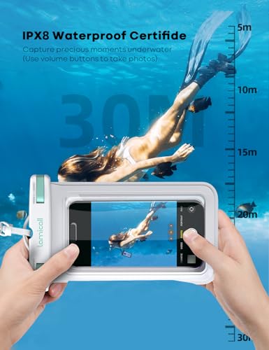 Image of Lamicall Waterproof Phone Pouch Case Bag for iPhone 17 16 15 14 13 12 11 Pro Max Plus XS, Swimming Equipment Bags for 4-7inches White & White