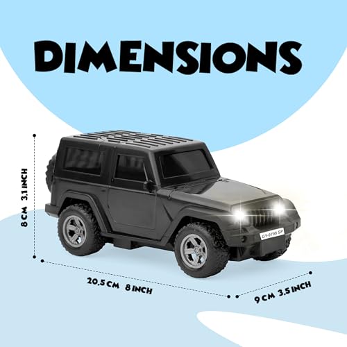 Image of Gooyo GY-9850SP Hi-Speed Rechargeable Remote Control Thar Car Toy with Music & Smoke Feature | User-Friendly RC Car for Kids | Black | in-Built Battery | Gift Box Pack | Musical RC Car Toy