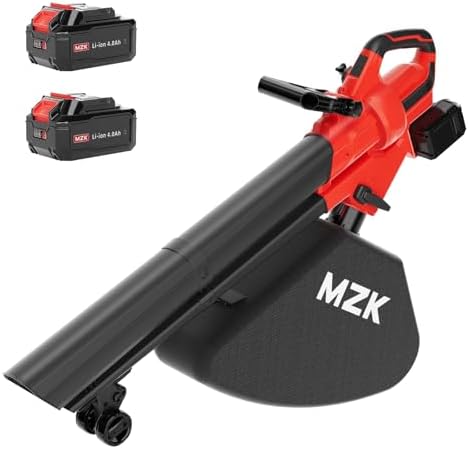 MZK Portable Leaf Blower Vacuum, Cordless Yard Blower with 2 Batteries and 5L Bag, High-Volume Air Output - 1