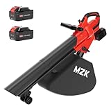 MZK 40V Cordless Leaf Blower Vacuum Mulcher, 3-in-1 Battery Powered Leaf Vacuum with 40L Bag, 600 CFM 160 MPH, 2×4.0Ah Batteries for Lawn, Yard Cleanup, LB40V