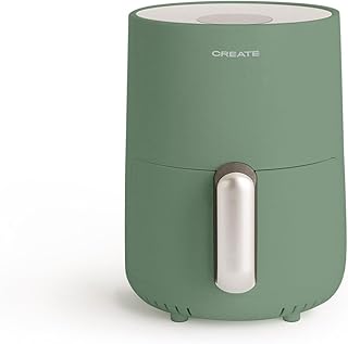CREATE/FRYER AIR/Freidora de aire sin aceite 1,5L verde sage/Cesta antiadherente, selector de temperatura 80-200°, apagado automático, Libre de BPA, Programable, 900W