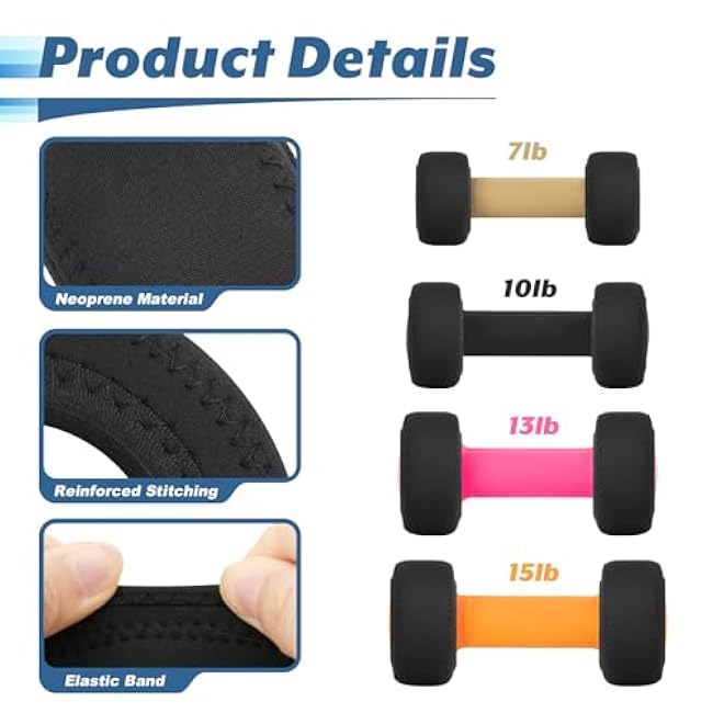 Cosmos 4 Pcs Neoprene Dumbbell Head Ends Protector Cover Wrap - Hand Weight Stretchy Ends Cover Barbell Wrap Sleeve Compatible with DOHL Neoprene Coated Dumbbell 7-15 LBS