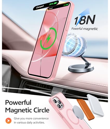 Image of FNTCASE for iPhone 12 Pro Max Case: [Compatible with Magsafe] Translucent Matte Magnetic Phone Cover - Military Grade Drop Protection Shockproof Protective Cases - Light Pink