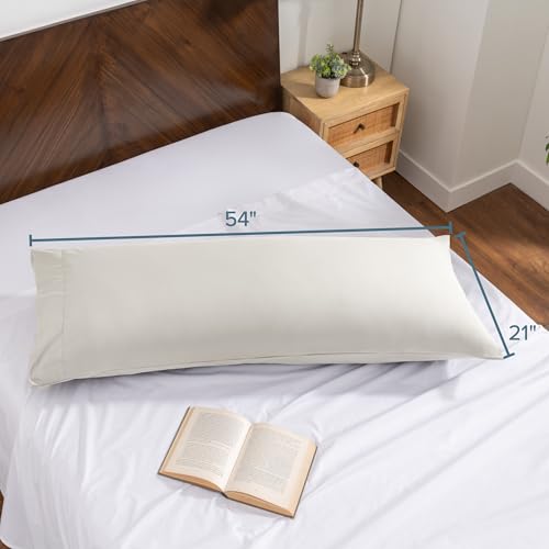 Image of Bare Home Microfiber Body Pillow Cover - Ultra Soft & Cooling - Double Brushed - Envelope Closure - Easy Care (21''x54'' Body Pillow Cover, Cream)