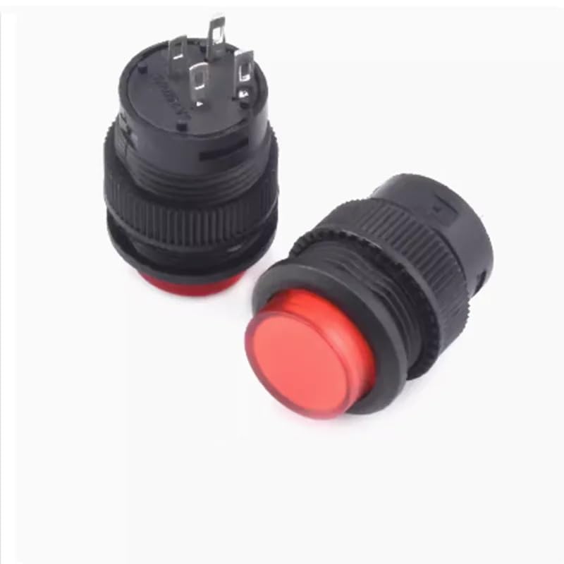 Interruptor de botón R16-503 con luz de 4 pines 16mm 3A y mecanismo de bloqueo para panel