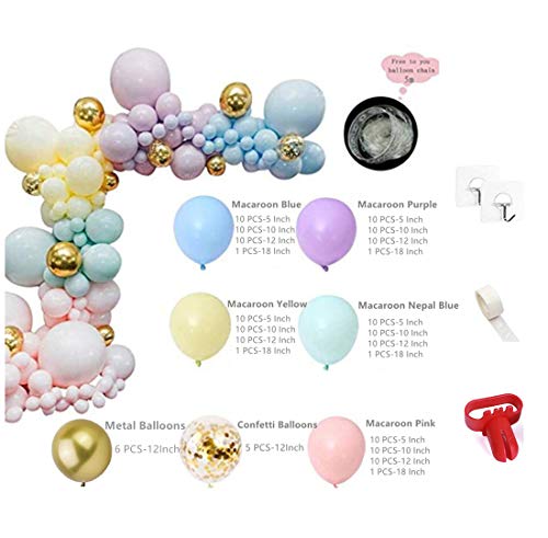 Image of Rainbow Balloon Garland Arch Kit 171PCS Latex Balloon Pastel Balloon Garland Kit Macaron Colors 5,10,12,18 Inch Birthday Baby Shower Wedding Unicorn Party Decorations (Pack of 3)