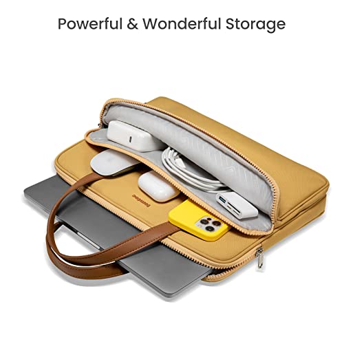 Image of tomtoc 13-14 Inch Laptop Carrying Case for MacBook Air, MacBook Pro, Microsoft Surface Laptop Studio /Book, Water-Resistant Multi-Functional Laptop Handbag Briefcase for Daily Business, Study, Yellow