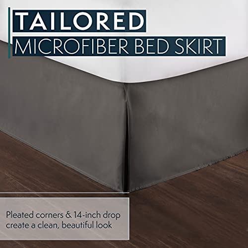 Hc Collection Gray Queen Bed Skirt - Dust Ruffle W/ 14 Inch Drop - Tailored, Wrinkle & Fade Resistant #TOP1