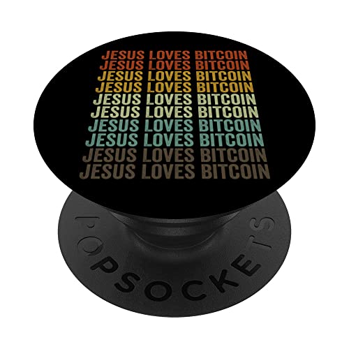 Jesus Loves Bitcoin Cryptocurrency Crypto Miner PopSockets Swappable PopGrip, Black