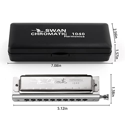 Swan 1040H-1 Chromatic Harmonica 10 Holes Deluxe Harmonica C Key thumb #4