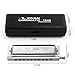 SWAN Chromatic Harmonica 10 Holes Deluxe Harmonica C Key with Slider and Valve - 10 Hole 40 Tone for Adults Beginners Students - Professional Harmonica Key of C, Polished Silver (SW1040-1)