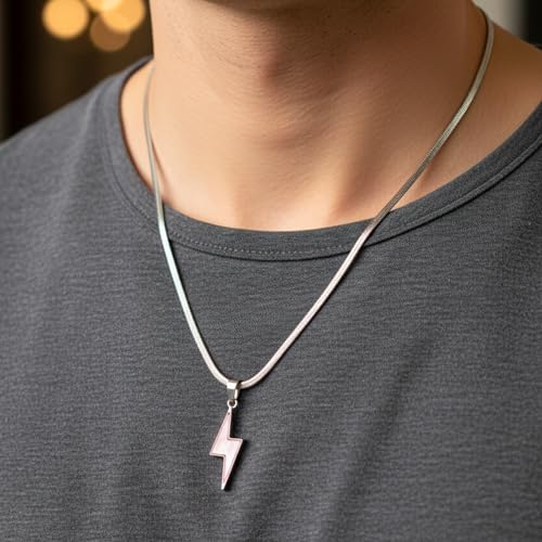 Image of THE MEN THING STORM EDGE - Silver & Pink 12mm Titanium Steel Pendant with 22inch Chain for Men & Boys with adjustable cable chain