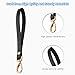 Hamdecro Wristlet Strap, Genuine Leather Wrist Lanyard Hand Strap Replacement for Wallet Purse Clutch Pouch Phone ID Badge, Gold Buckle - Black