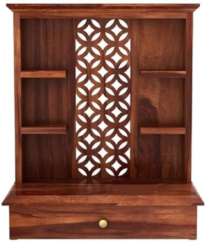 Image of SHEESHAM(Rosewood) MANDEEER for Hall Office Mandir for Home | Handcrafted Wooden Temple | Pooja Mandir for Home & Office | TraditionalTemple with Storage & Decor