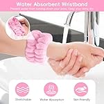 Spa Headband for Washing Face, Skincare headband and wristband set, Facial Cleansing Brush, 2-in-1 Skin Care face Brush, Come with a Hair Scrunchie, For Massaging Makeup Skincare -Pink - Image 4