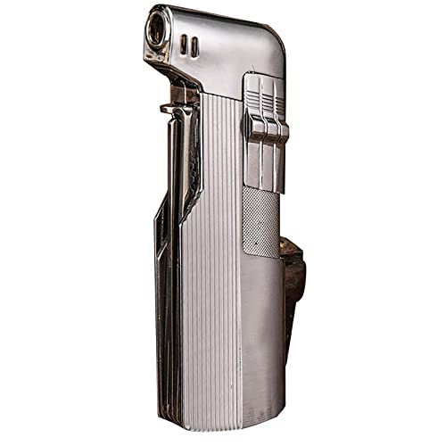 Generic Accendino per Pipa a Gas Butano Ricaricabile a Fiamma Morbida con Strumenti per Scovolini (Senza Gas) con Accendino Tascabile,Silver,9 * 3cm