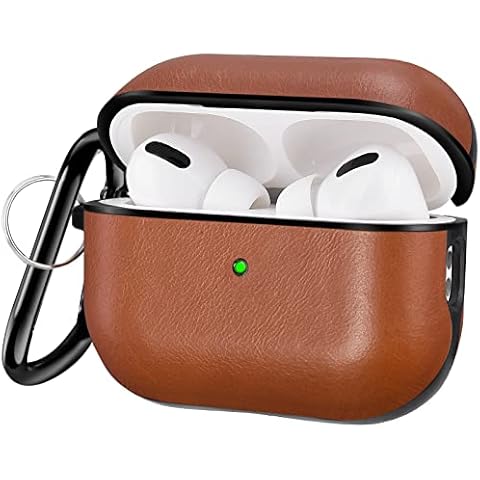 V-MORO Compatible with Airpods Pro 2nd Generation Case Genuine Leather Case Cover[Front LED Visible] iPods Pro 2 Earbuds Charging case Protective Cover Skin Brown Men Cover