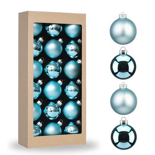1.8in Christmas Glass Balls 18pc Festival Small Xmas Tree Hanging Ornaments