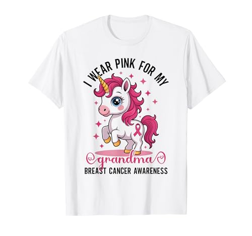 I Wear Pink for My Grandma Breast Cancer Awareness Unicorn T-Shirt
