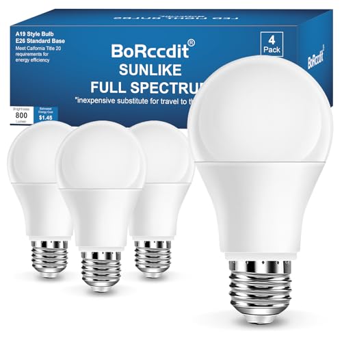 BORCCDIT Full Spectrum 6000K Natural Sunlight Bulbs, 9W Equivalent to