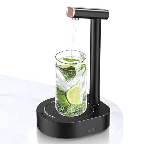 Water Dispenser - Desk Water Dispenser for 5 Gallon Bottle, Smart Table Water Dispenser with 7 Levels Ounce, Portable Detachable Low Decibel Bedside Water Jug Pump for Camping Home Office Travel