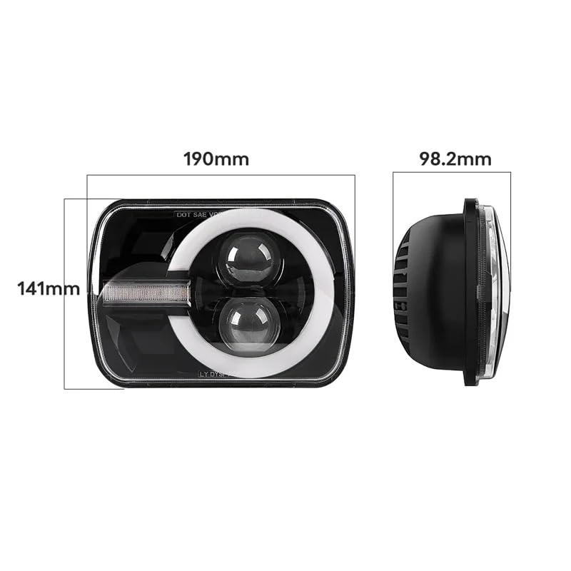 Faro LED rectangular 7x6 para coche Jeep Cherokee XJ con kit de luces de repuesto DRL 2