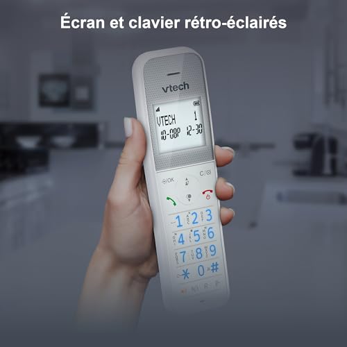 VTech XS1050 Schnurlostelefon mit Anrufbeantworter, schnurloses DECT-Telefon, Anruferkennung/Anruffunktion, Lautstärkeregler, Freisprechfunktion, Anrufschutz