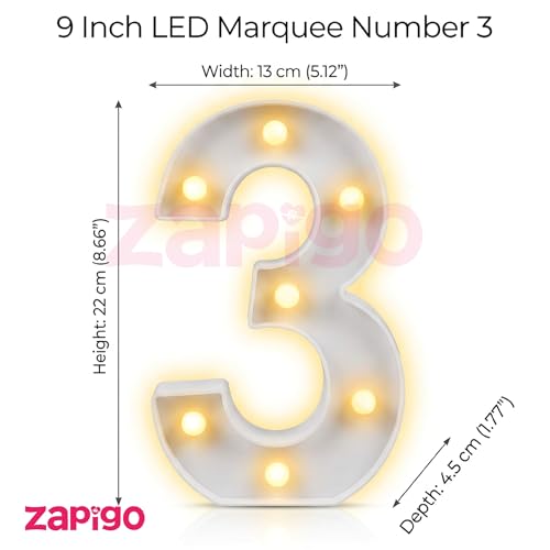 Image of Balloonistics LED Marquee Number 30 Light - Cordless Battery-Operated Light Up Number Sign for 30th Birthday, Anniversary, Wedding, Party Decoration, Photo Booth Backdrop, Cake Table Decor