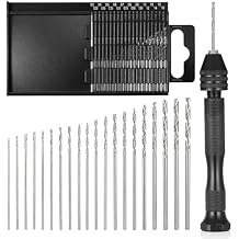 21PCS Metric Mini Micro Drill Bit Set, Carburetor Jet Drill Bits 0.3-1.6 mm Pin Vise Hand Drill Set Small Jewelers Chuck Vice Twist Drills Bits with Case for Wood DIY Jewelry Making Beads