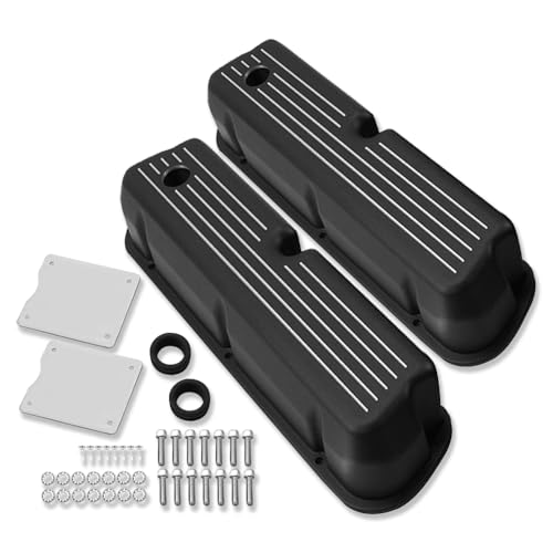 IMOOA Tall Ball Milled Valve Covers for Ford SBF 289 302 351W 5.0L 1962-1985 Black Aluminum