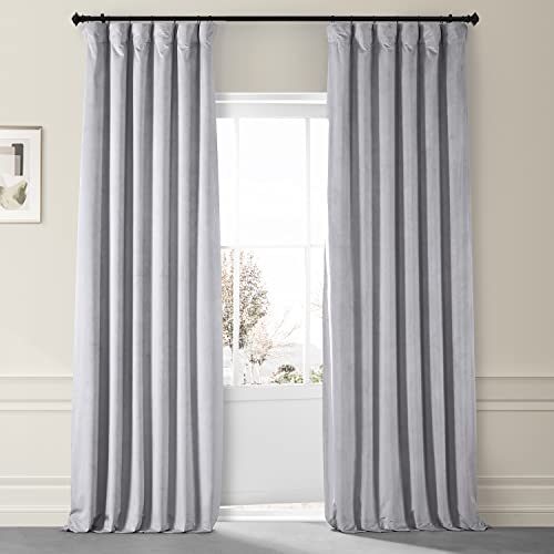 Image of HPD Half Price Drapes Signature Plush Velvet Blackout Curtains for Bedroom (1 Panel), 50W X 96L Hotel Black Out Curtains for Living Room, Thermal Insulated Blackout Curtains for Windows, Concrete Grey