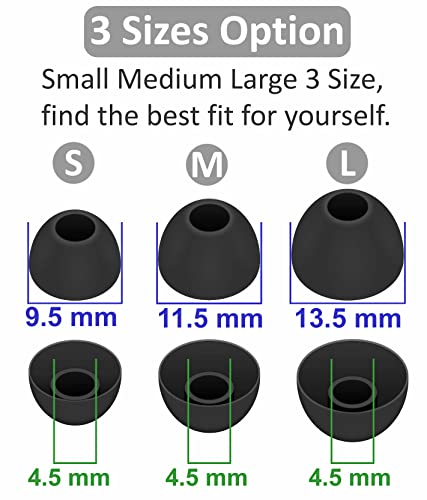 12 Pairs Ear Tips Buds Compatible with Skullcandy in-Ear Earphone, Replacement Flexible Silicone Eartips Earbuds Accessories Compatible with Skullcandy Dime/Sesh Evo/Jib/Ink\'d+ - Black