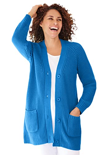 Woman Within Plus Size Button-Front Shaker Cardigan3
