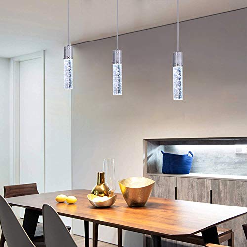 3 Lights Independent Kitchen Island Dining Room Light Pendant Light Fixtures Bubble Crystal Chandeliers Modern Kitchen Island Lighting Chandeliers Fixtures LED Lampara, 6000K LED Bulbs Included by HAIXIANG - Image 8