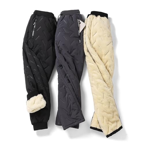 FleeceActive – Unisex Fleece-gefütterte wasserdichte Hose, leichte Schnee-Trainingshose, Unisex Fleece-gefütterte wasserdichte Hose, Schwarz , L